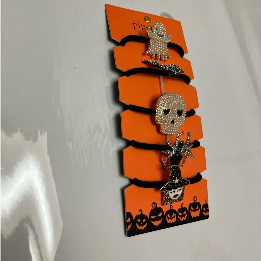 NWT ⚜️🖤⚜️ Piper K Gorgeous Halloween Elastic Hair Ties Set of 5!